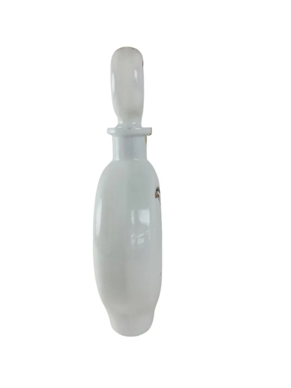 Field Birds Chukar Partridge Milk Glass Decanter 1969 Empty Bottle #2 Vintage